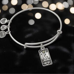 🌙ALEX AND ANI🌙Intuition Moon Oracle Charm Bangle Bracelet/Rafaelian Silver/EUC